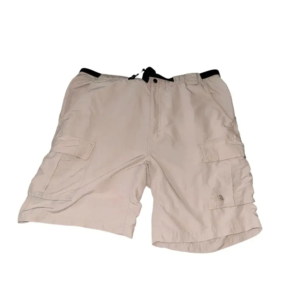 The North Face Beige Nylon Belted Cargo Shorts Outdoor Hiking Men's Size L